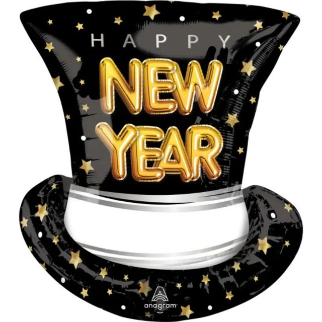 SuperShape XL Happy New Year Pop Clink Cheers Top Hat