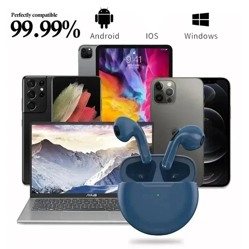 Color: PURPLE - Air Pro 6 TWS Wireless Headphones with Mic Fone Bluetooth Earphones Sport Earbuds Pro6 J6 Headset for Apple iPhone Xiaomi Huawei