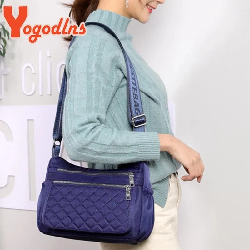 Color: Other - Yogodlns Women Nylon Shoulder Bag Waterproof Multi-pocket Zipper Bag Ladies Travel Messenger Bag For Designer Bolsa Feminina