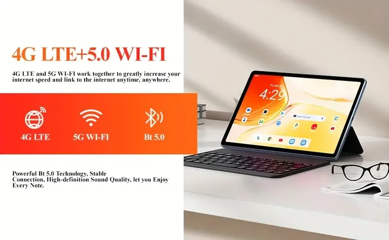 Suxi 11-Inch Tablet with Full Coverage Screen, For Android 14 System, 14GB For RAM (6+8), 256GB ROM Expandable to 1TB, 4G LTE & 5G WiFi, Google GMS Certified