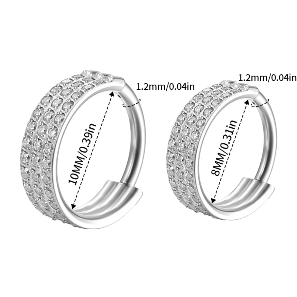 Metal color: Antique Bronze Plated, Main Stone Color: WHITE - G23 Titanium Piercing Hinged Segment Hoops CZ Stone Nose Rings Ear Cartilage Tragus Helix Earrings Piercing Body Jewelry