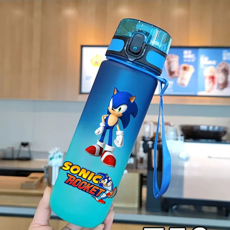 Color: Clear - new Sonic the Hedgehog Frosted Progressive Color Water Child Cup Outdoor Large Capacity Sport Flip Cover Drinking Birthday gift