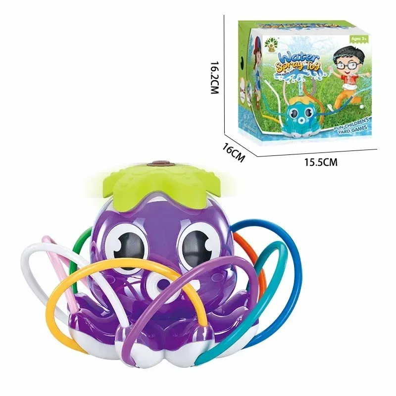 Color: PURPLE - Sprinkler Rotating Spray Outdoor Games Summer Water Toy for Kids Garden Octopus Backyard Yard Cartoon Splash Baby Bath Toys Gift