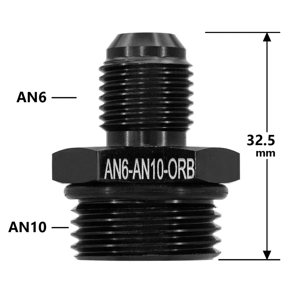 Color: black - Universal Aluminum Alloy AN6 8 10 12 To AN To M16x1.5 M18x1.5 Metric Fuel Hose Adapter Pipe Thread Fitting CAR OIL COOLER SYSTEM
