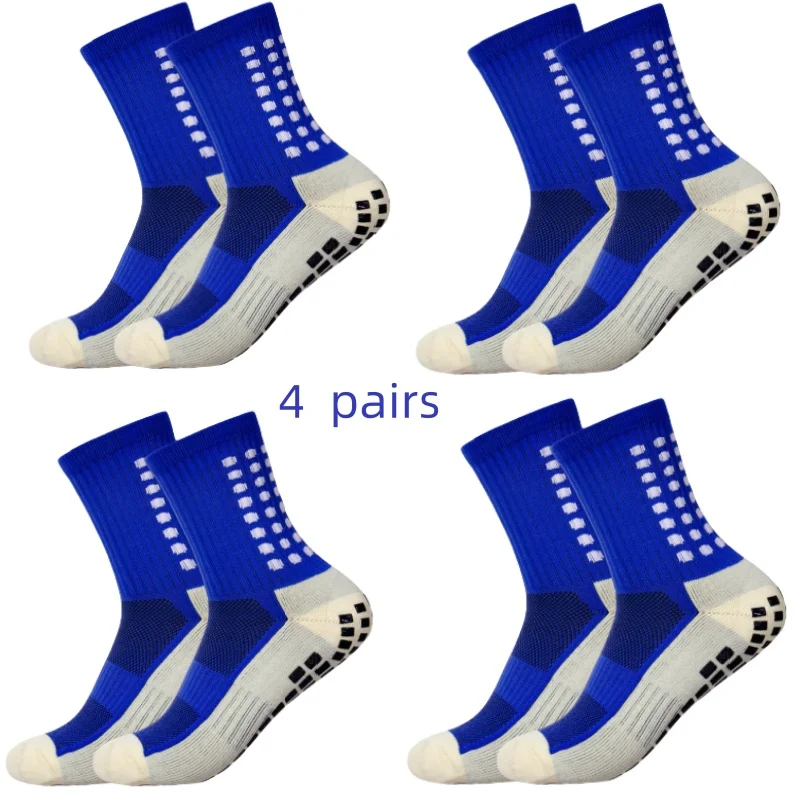 Color: multi - 4 pairs of men's soccer socks non-slip grip pad football basketball socks