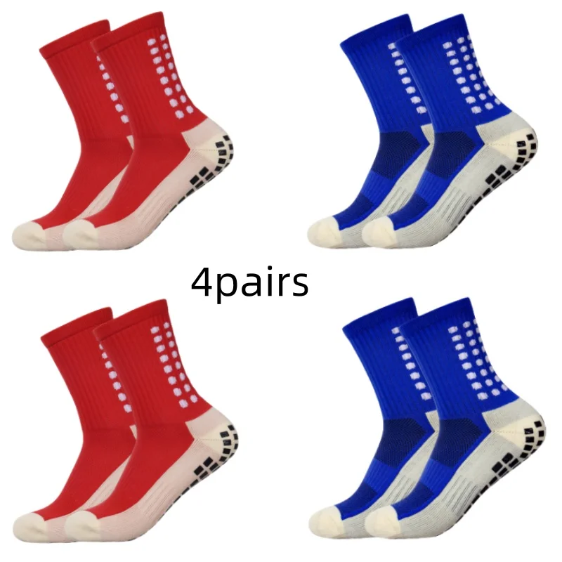 Color: multi - 4 pairs of men's soccer socks non-slip grip pad football basketball socks