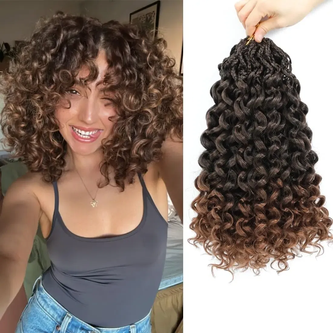 Color: T1B/30, Stretched Length: 18inches, Bulk Buy: 1Pcs/Lot - Box Gogo Curl Crochet Hair for Black Women Pre looped Short Ocean Wave Crochet Hair Water Wave Beach Curl Crochet Braiding Hair