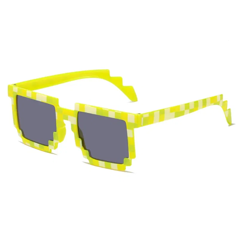 Lenses Color: Yellow - 2021 New fashion Sun Glasses Hot Sale Sunglasses Creeper Glasses Novelty Mosaic Funny Goggles Boys Girls Pixel Eyewear