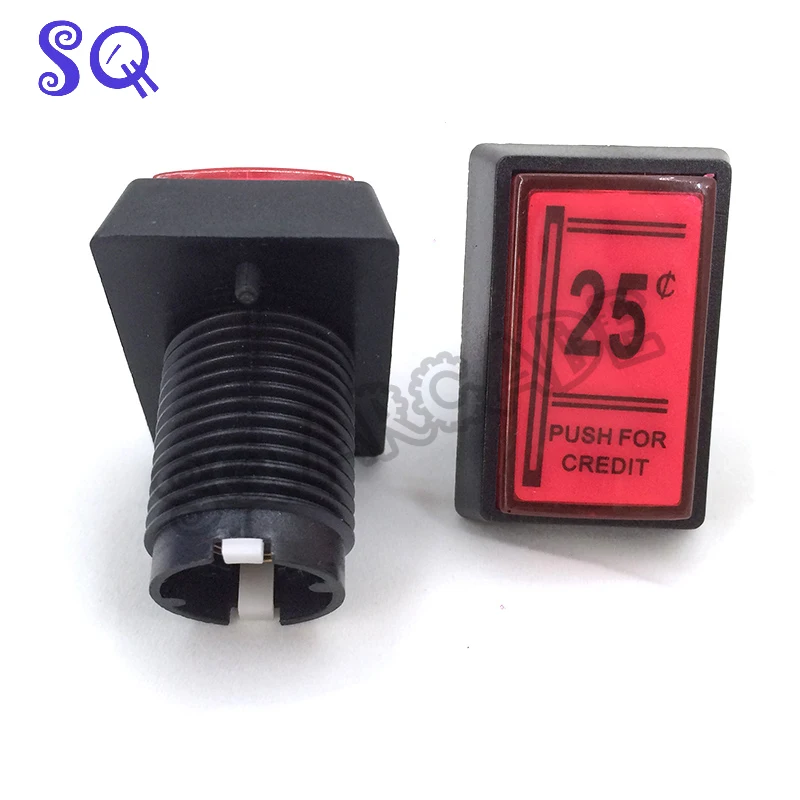 1pcs 25 Cent Red Push For Credit Arcade Coin Operated Game LED Push Button with Micro Switch