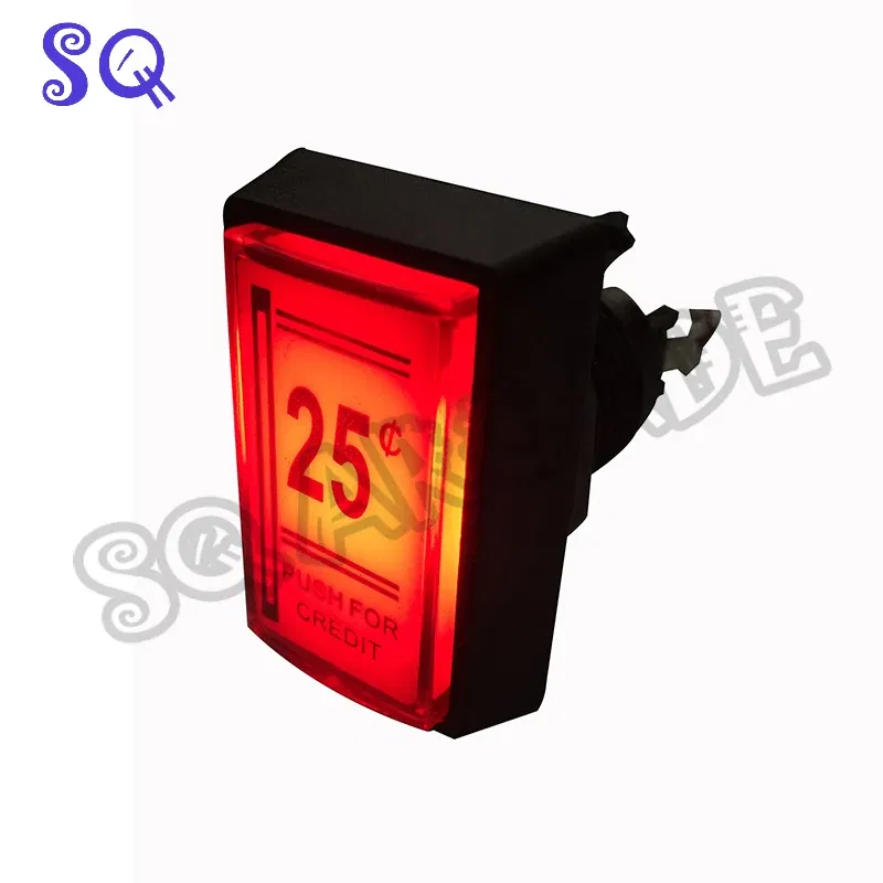 1pcs 25 Cent Red Push For Credit Arcade Coin Operated Game LED Push Button with Micro Switch
