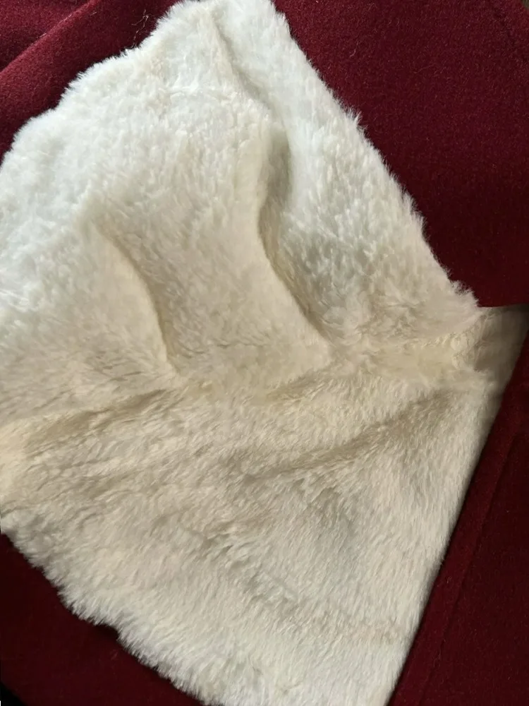 Color: Red, Kid Size: 3T - autumn winter red Big fur collar baby girls wool long coats child Christmas Thick velvet outwear kids New Warm jacket overcoat