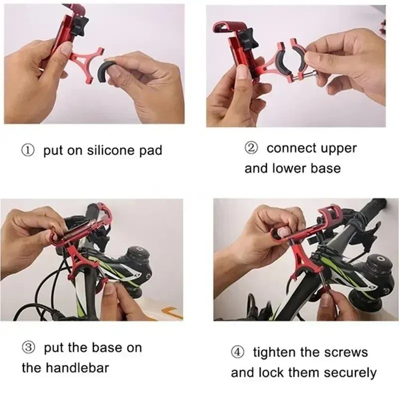 Color: black - 360 Rotate Metal Motorcycle Bicycle Phone Holder Aluminum Alloy Anti-slip Bracket Support GPS Clip Bike Phone Stand for iPhone
