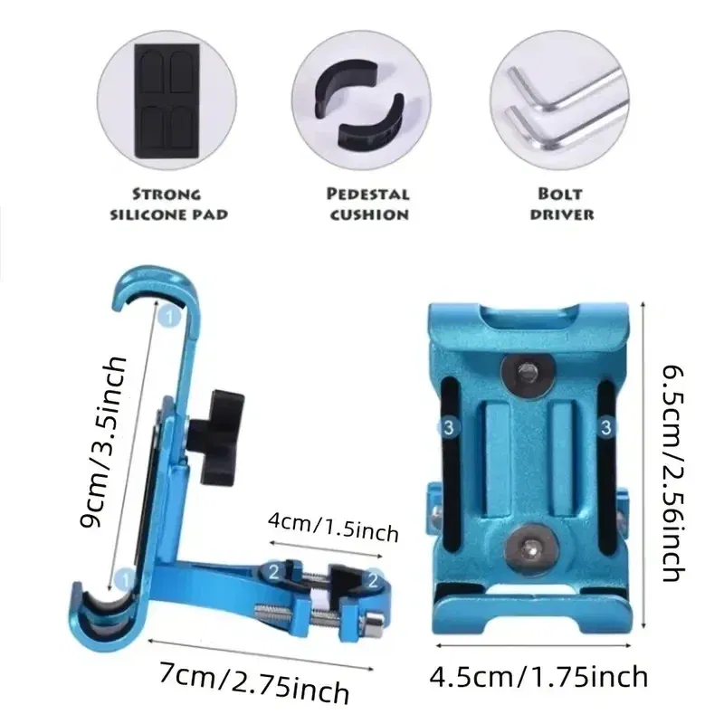 Color: black - 360 Rotate Metal Motorcycle Bicycle Phone Holder Aluminum Alloy Anti-slip Bracket Support GPS Clip Bike Phone Stand for iPhone