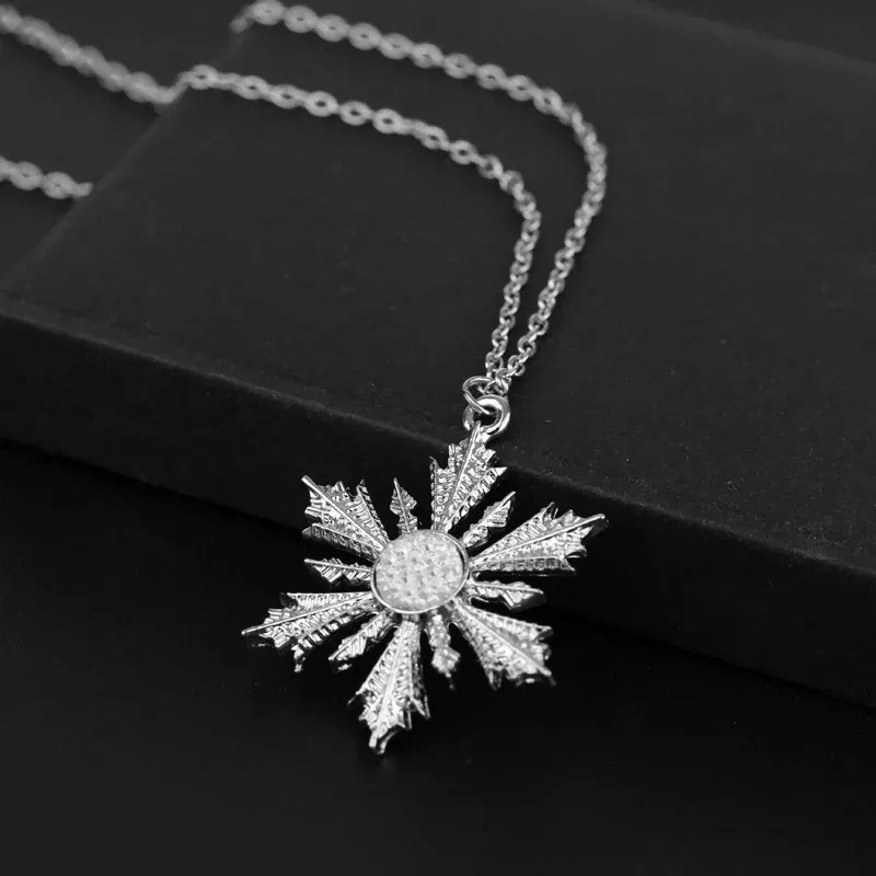 Once Upon A Time Pendant Necklace Fashion Charm Crystal Show Snowflake Elsa Pendant Jewelry For Women Statement Necklace