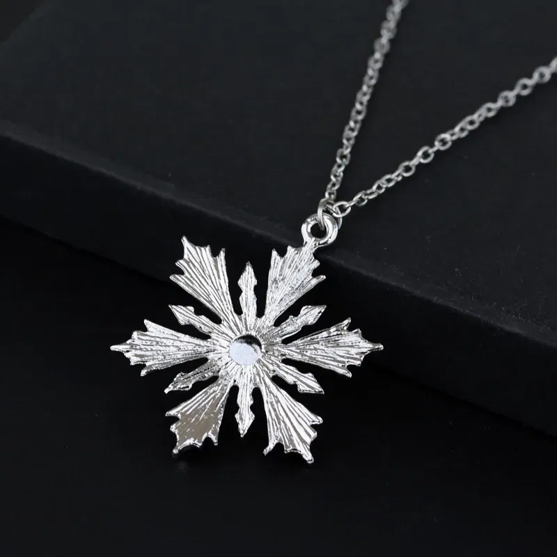 Once Upon A Time Pendant Necklace Fashion Charm Crystal Show Snowflake Elsa Pendant Jewelry For Women Statement Necklace