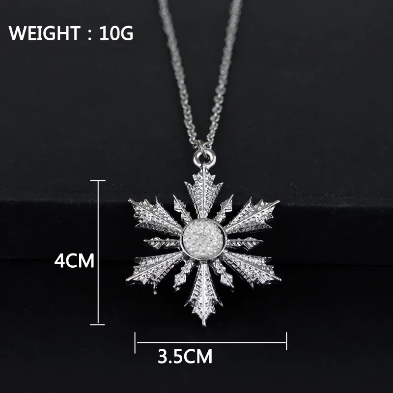 Once Upon A Time Pendant Necklace Fashion Charm Crystal Show Snowflake Elsa Pendant Jewelry For Women Statement Necklace