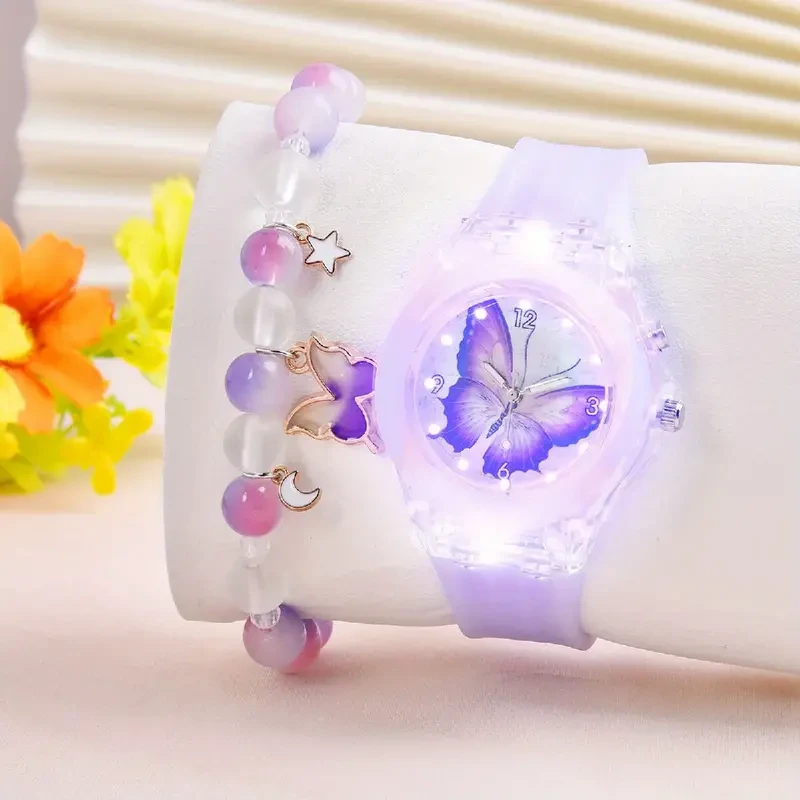 2pcs/set Cartoon Butterfly Watch & Bracelet Set