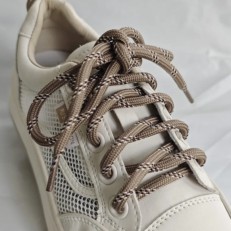 Color: Pink, Length: 120cm - Colorful Diagonal Dots Round Rope Shoelaces Coarse Weave Polyester Shoes Laces For Women Men Sports Casual Sneaker DE Tran Shoes