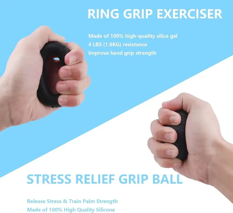 Grip Strengthener and Forearm Strengthener Kit - 5 Pack Adjustable Resistance