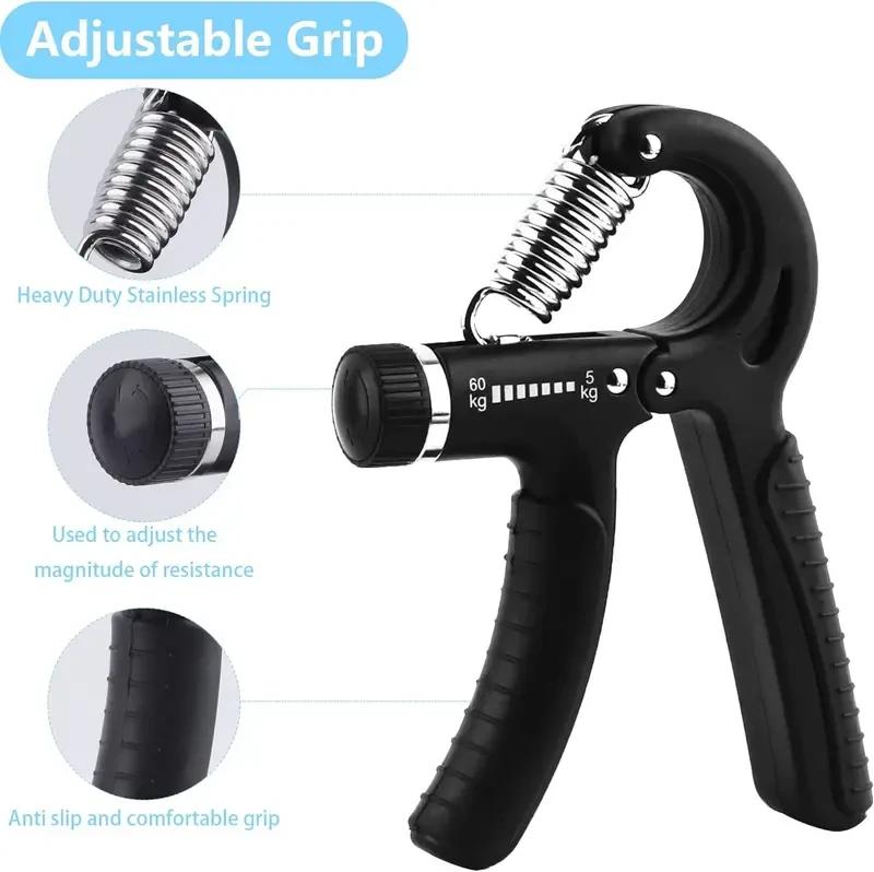 Grip Strengthener and Forearm Strengthener Kit - 5 Pack Adjustable Resistance