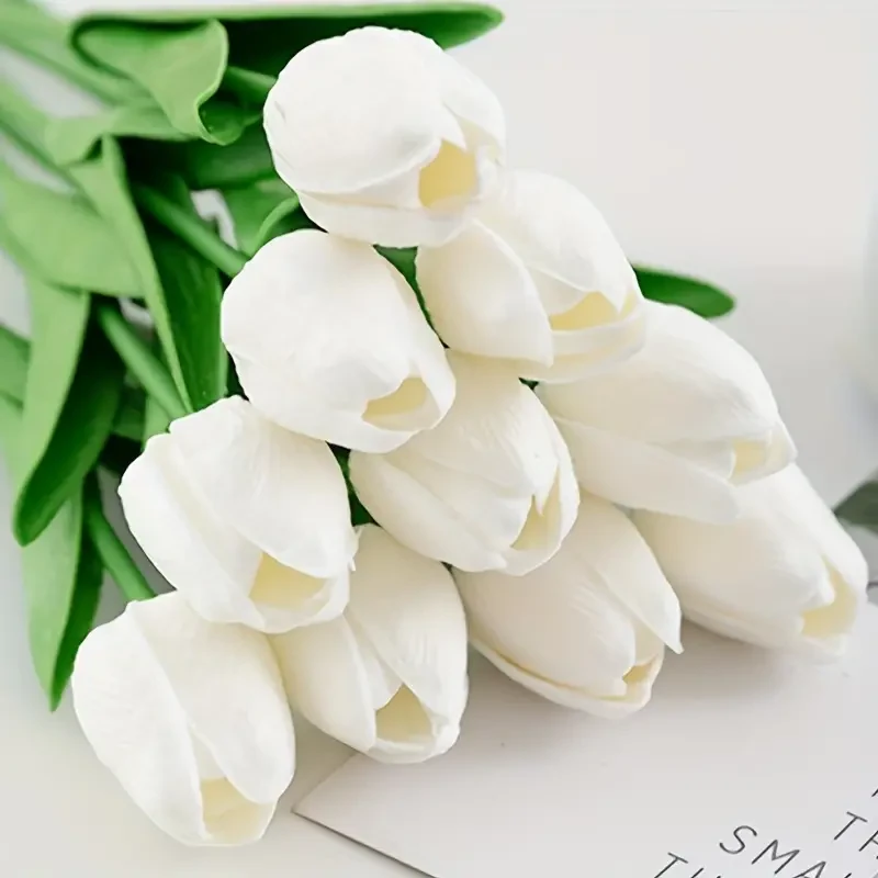 Real Touch Tulip Bouquet - 10pcs Artificial Flowers