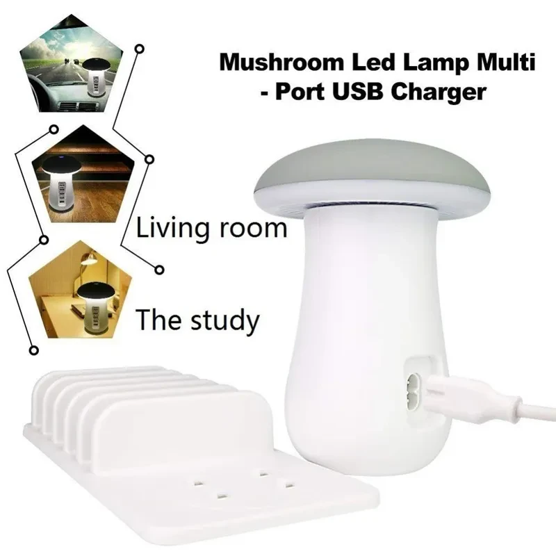 Mushroom Lamp Holder USB Charger