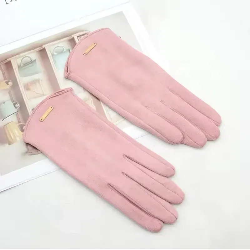 Color: Dark Grey, Gloves Size: One Size - Women Autumn Winter Keep Warm Touch Screen Thin Solid Simple Gloves Cycling Drive Suede Fabric Elegant Windproof