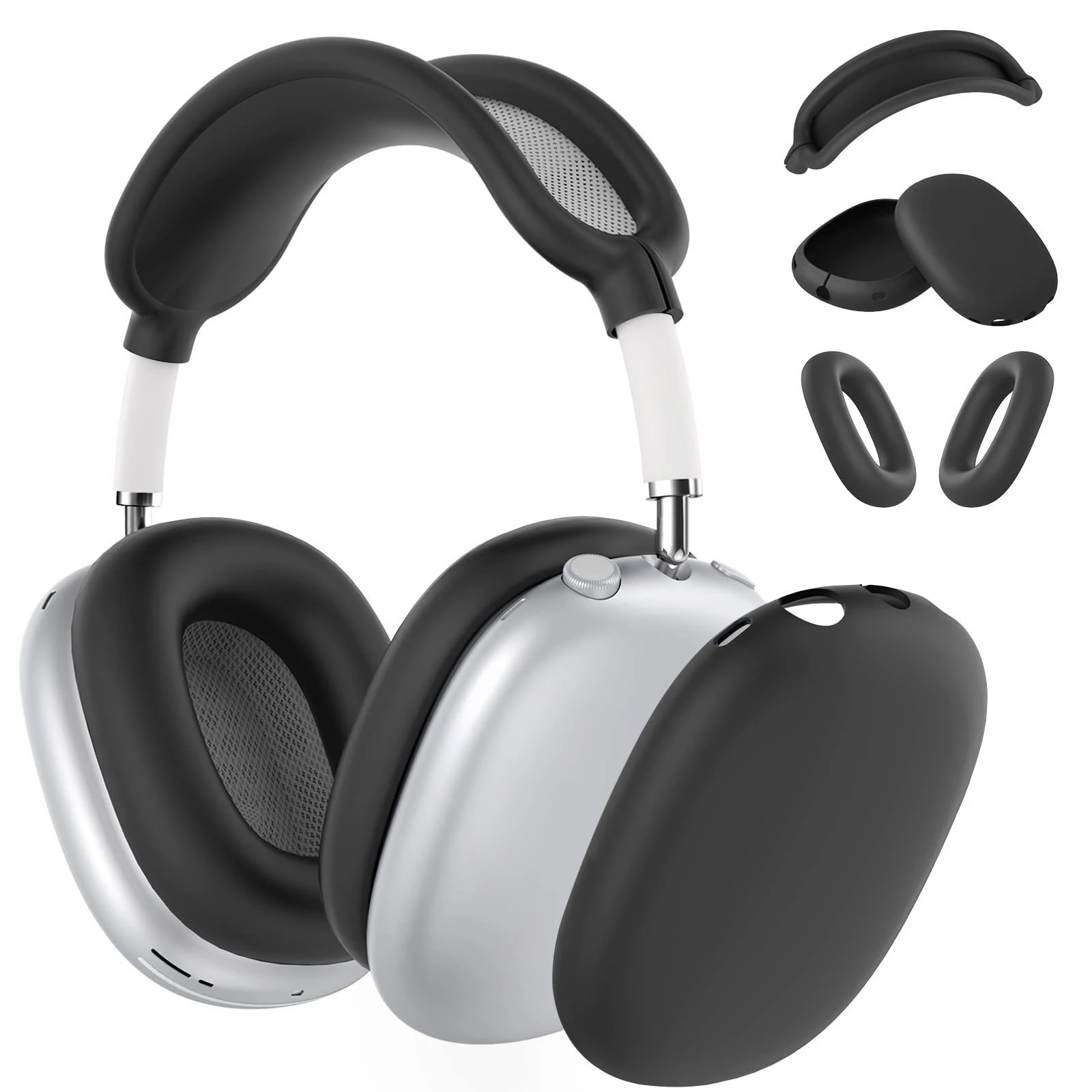 Color: black - Silicone Case Cover for AirPods Max(2024/2020) Headphones, Anti-Scratch Ear Pad Case Cover/Ear Cups Cover/Headband Cover