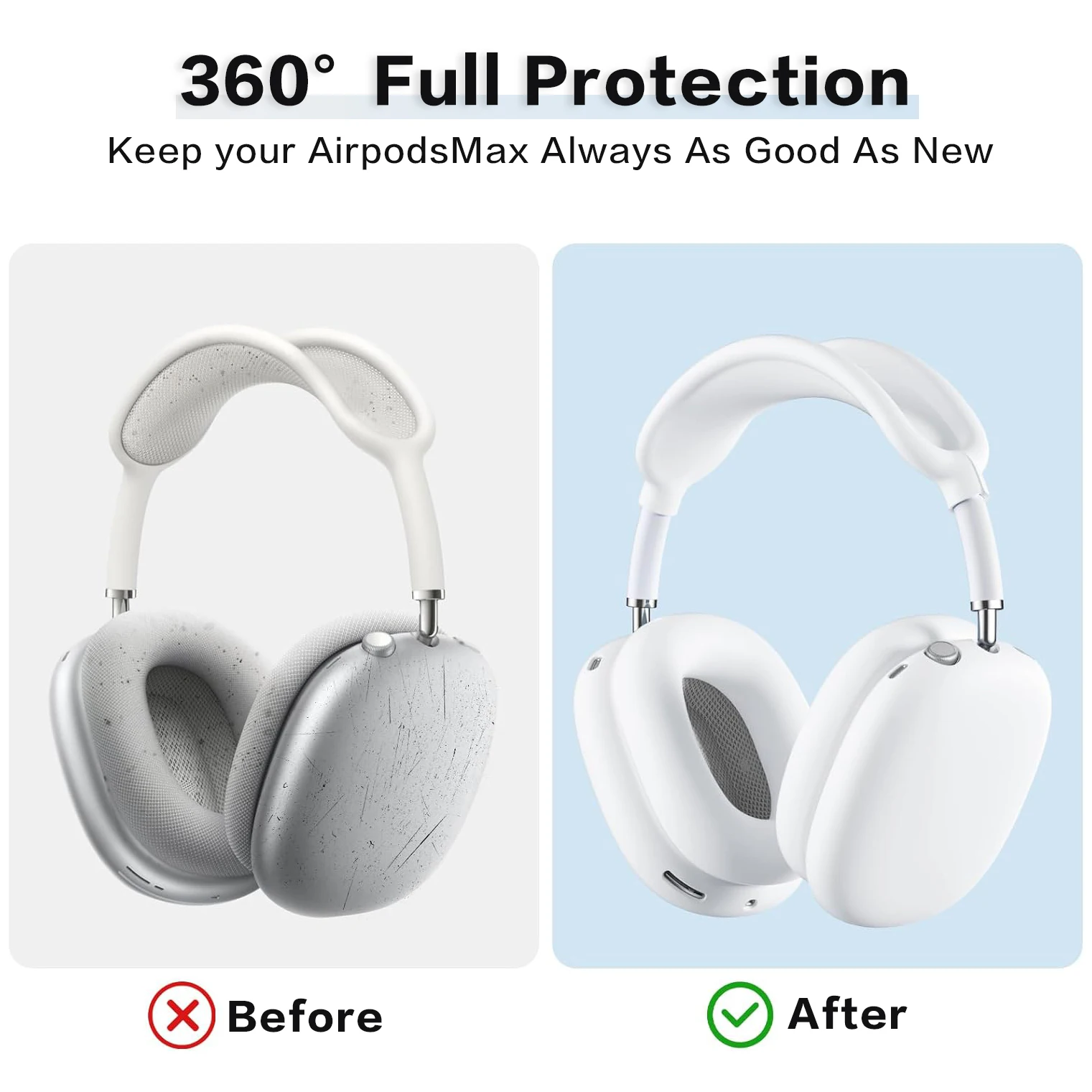 Color: black - Silicone Case Cover for AirPods Max(2024/2020) Headphones, Anti-Scratch Ear Pad Case Cover/Ear Cups Cover/Headband Cover