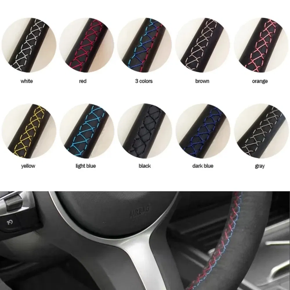 Color Name: MULTI - Hand Stitched Microfiber Leather Car Steering Wheel Cover For Opel Astra Borant 2006 2007 2008 Original Steering Wheel Braid