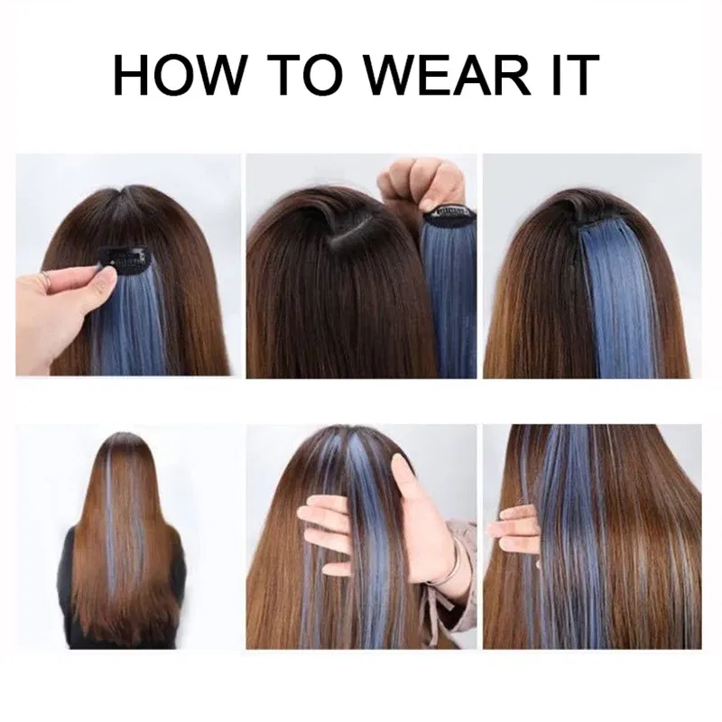 Color: Lavender, Ships From: CHINA - Long Straight Hair Piece High Temperature Wire no Trace Matte Monochrome Fashion Wig for Women Girls