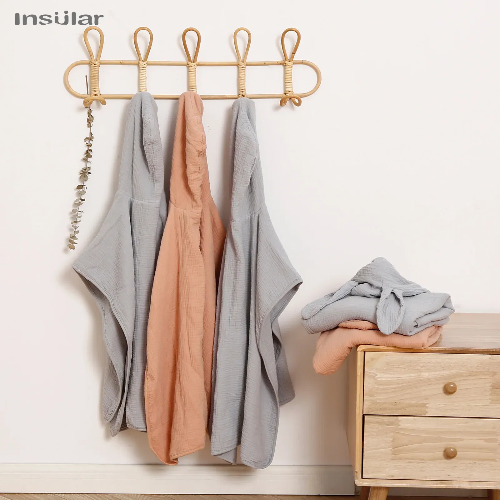 Color: green - Muslin Baby Hooded Poncho Towel Children's Hooded Bath Towel Soft Kids Beach Bathing Stuff Infant Washcloth