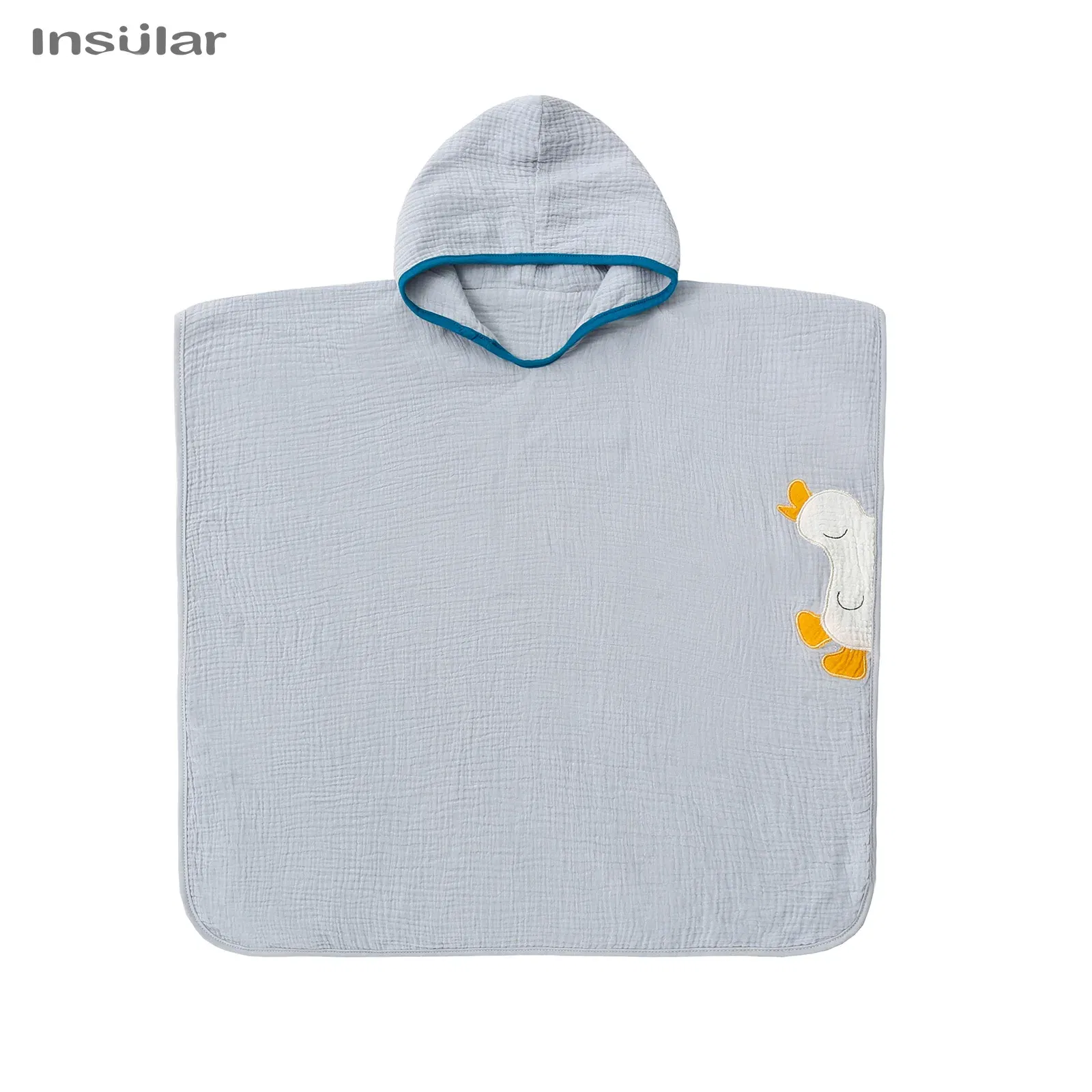 Color: green - Muslin Baby Hooded Poncho Towel Children's Hooded Bath Towel Soft Kids Beach Bathing Stuff Infant Washcloth