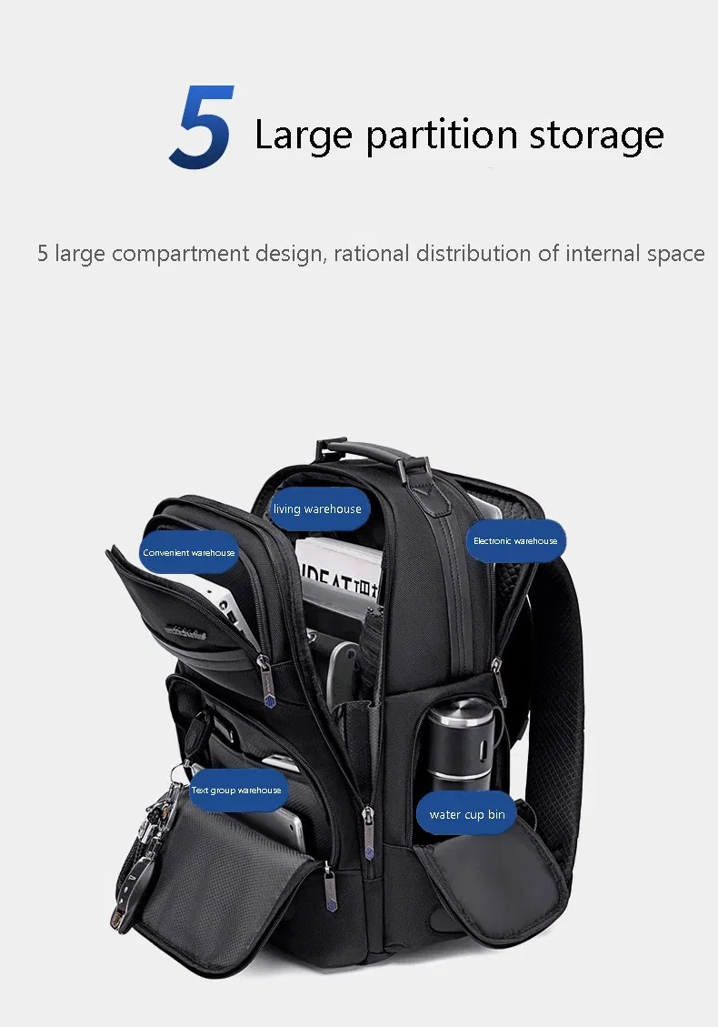 Arctic Hunter High-End Business Men's Backpack Travel Multi-Functional Anti-Splashing Large-Capacity Computer Backpack
