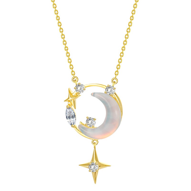 Sterling Silver Star Moon Necklace