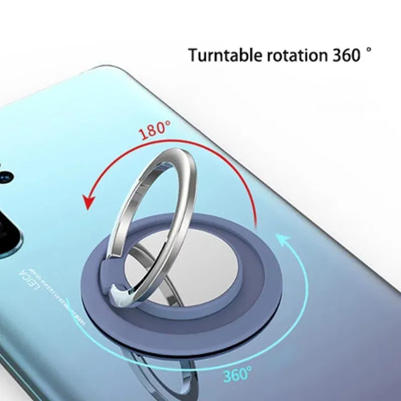 Color: Sky Blue - Universal Finger Ring Holder Stand Grip 360 Degree Rotating for Mobile Phone Car Magnetic Mount Phone Back Sticker Pad Bracket