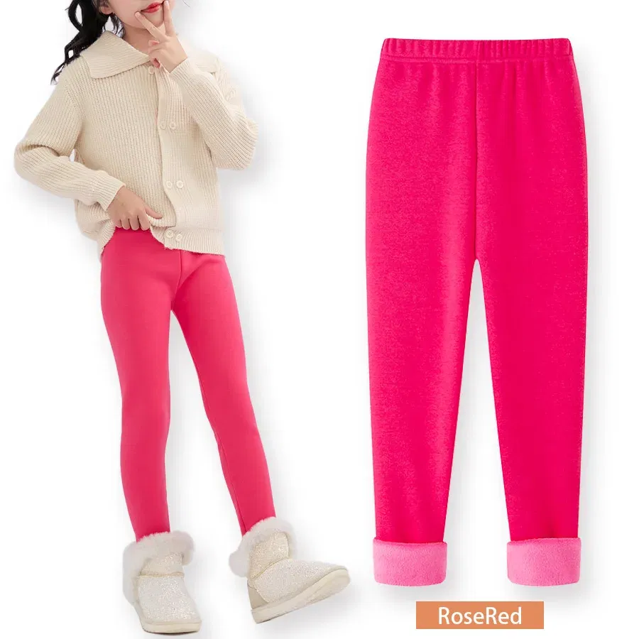 Color: Red, Size: 104, Ships From: CHINA - SheeCute Girls Winter Warm Pants Kids Fleece Lined Leggings for 3-11 Years SCW7101