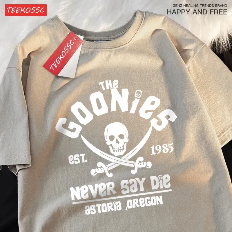 Color: green, Size: XL - The Goonies Never Say Die T Shirts Men Women Comfortable Crewneck Tshirt Breathable Cotton T Shirts Street Loose Couple Clothing