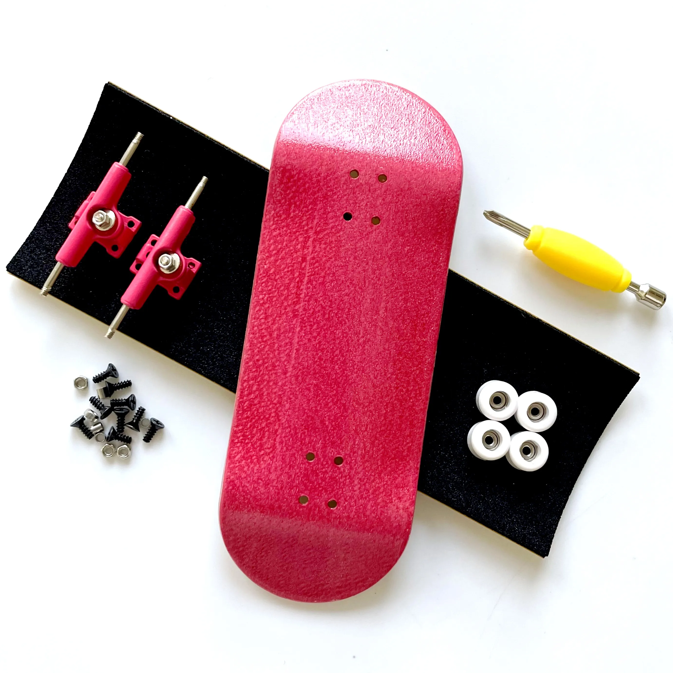 Color: Red - 34mm Fingerboard Set with Double Axle Trucks Bearing Wheels