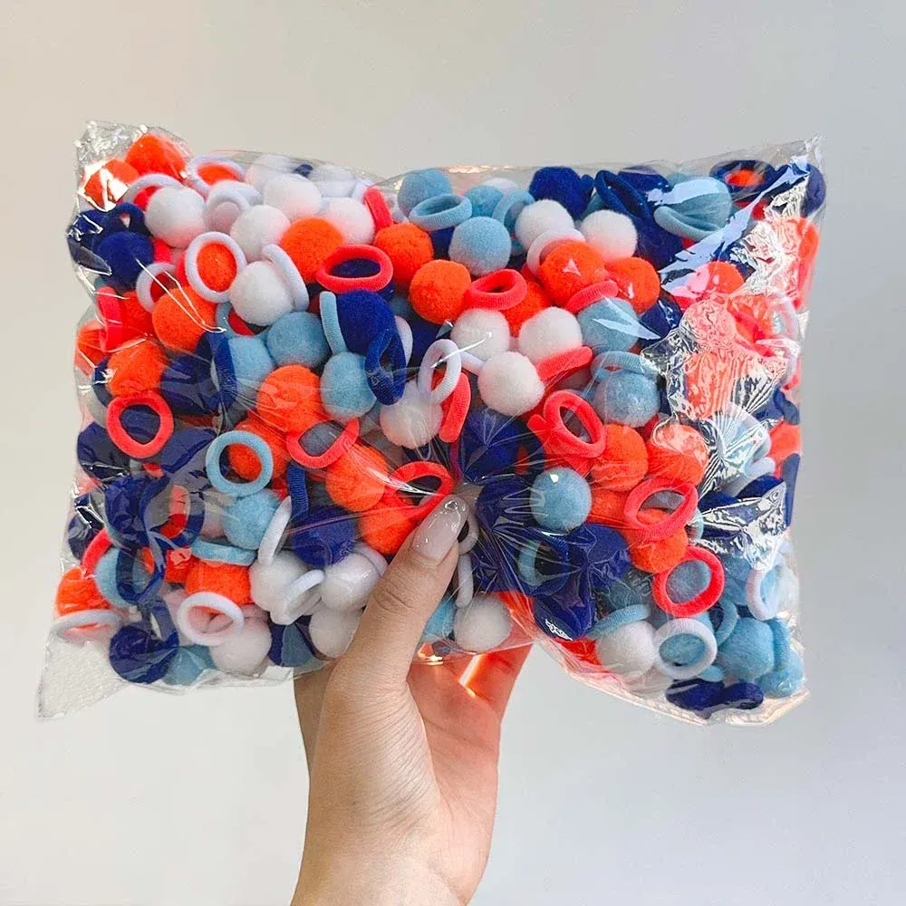 Color: plum - 10/30pcs girls star butterflies children's hairband harmless hair cute towels rope ponytail rack children's rubber band headwear