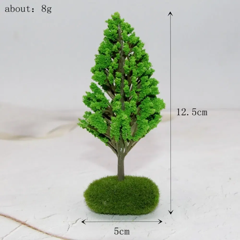 Color: light yellow - Artificial Moss Rocks/Wooden Base Model Trees Simulation Plastic Dollhouse Mini Tree Natural Green Bonsai Figurine
