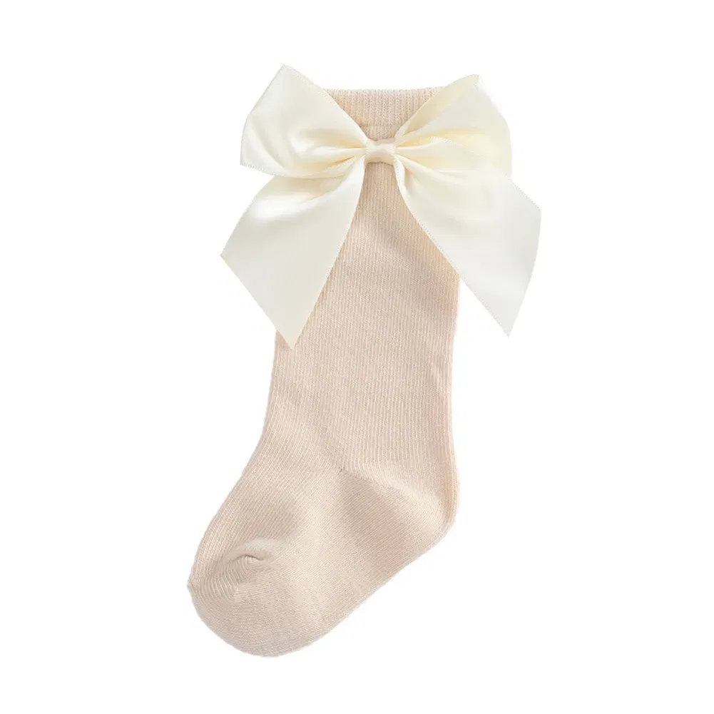 Color: Beige, Kid Size: 3M, Ships From: CHINA - Jlong Toddler Cotton Solid Color Crew Socks Baby Girls Bow Tie Socks Kids Girls Cute Princess Socks 0-3 Years