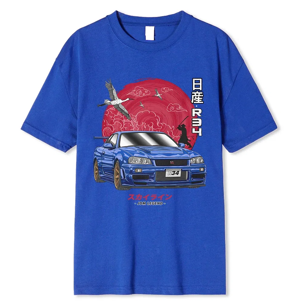 Color: black, Size: XL - Cotton Initial D T Shirt Men Women Harajuku Aesthetic Oversize T-Shirt Funny JDM LEGEND Car Tshirt Nissan Skyline R34 Tee Shirt