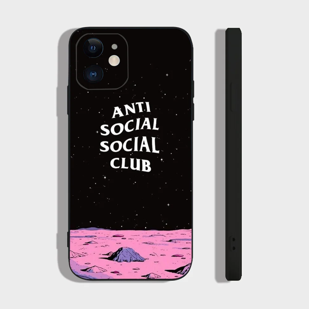 Color: Dark Grey, Material: Carbon Fiber - Anti Social Social Club Phone Case For IPhone 16 15 14 13 Pro Max 11 12 Mini X Xs XR Se 2022 Black Silicone Cover