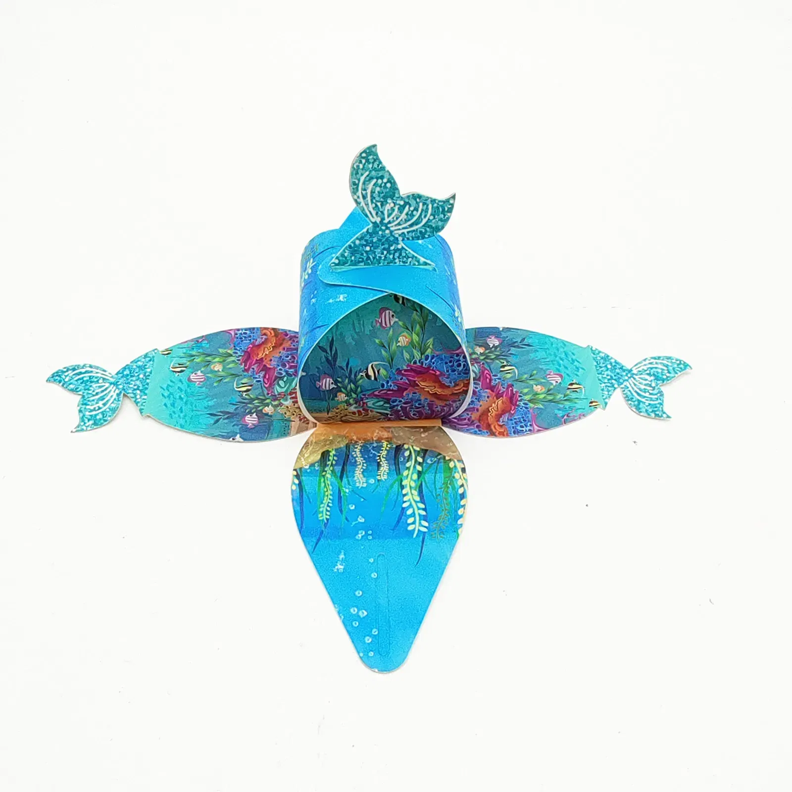 Color: Olive, Gift Box Size: 5x5x5cm - 1pc Mermaid Tail Little Mermaid Birthday Party Treat Bag Under the Sea Themed Goodies Bags Candy Boxes Small Gifts for Guests