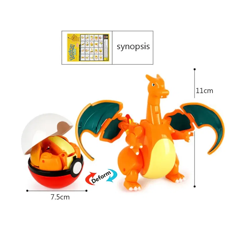 Color: Red - High Quality Pokemon Ball Deformation Toy Pikachu Mewtwo Gyarados Pocket Monster Pokeball Pokemon Action Figure Children Toy Gif