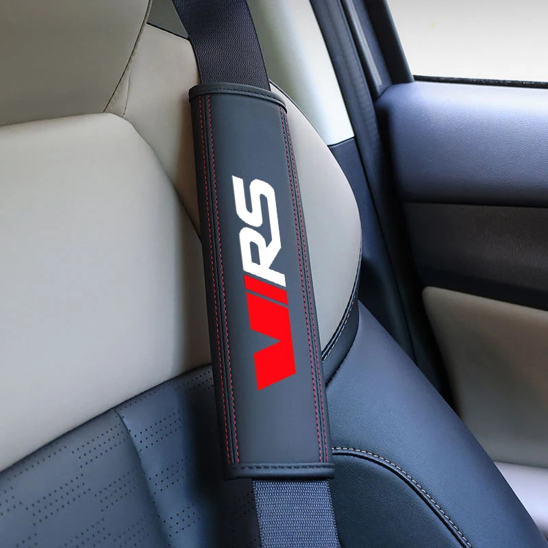 Color Name: Beige - Car Seat Belt Nappa Leather Safety Belt Shoulder Covers Interior For Skoda VRS Octavia FABIA KAMIQ KAROQ KODIAQ RAPID SUPERB Car