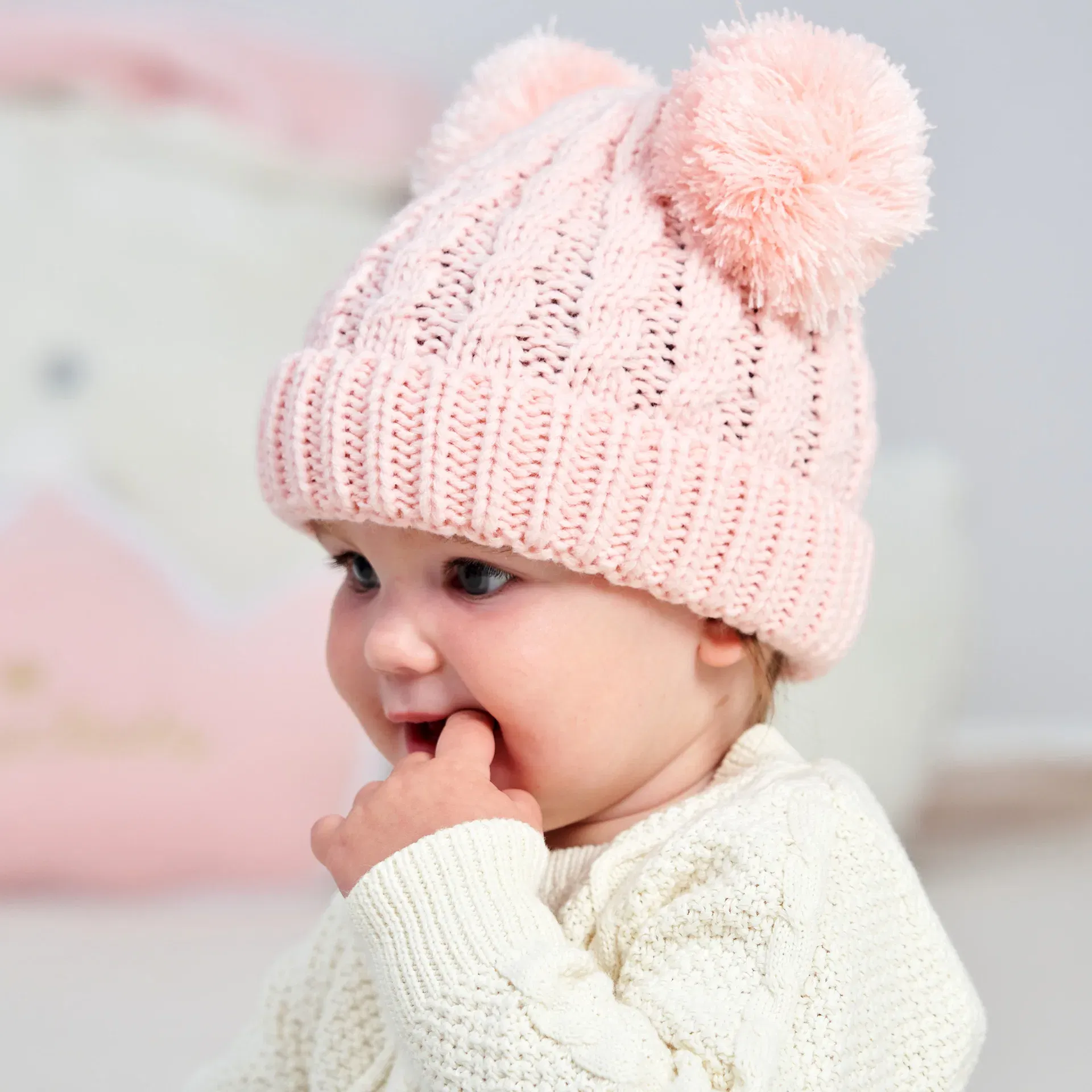 Color: Army Green - Autumn Winter Baby Hat for Girls Beanie Bonnet Kids Cute Pompoms Knit Hats Solid Newborn Accessories Warmer Stuff Toddler Cap
