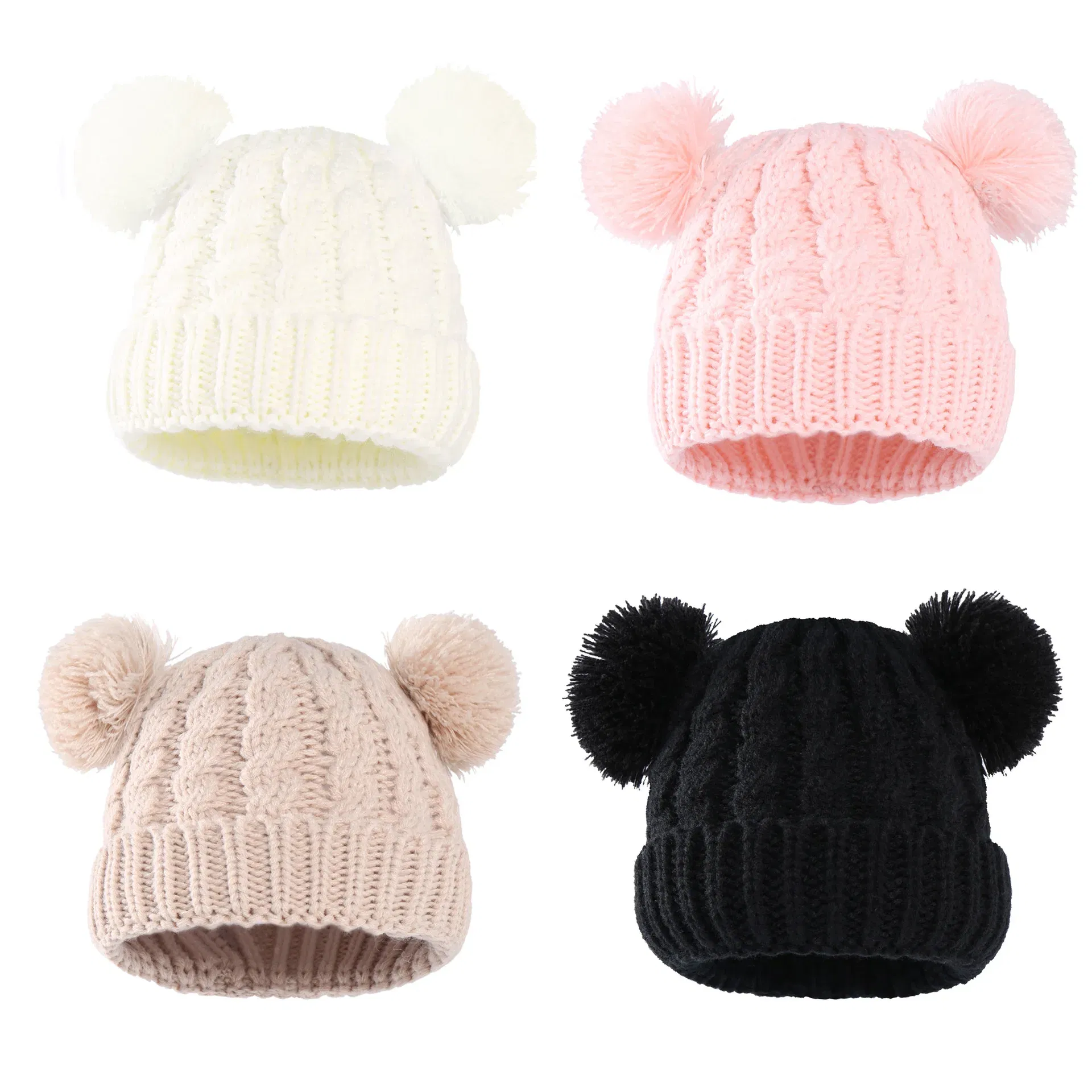 Color: Army Green - Autumn Winter Baby Hat for Girls Beanie Bonnet Kids Cute Pompoms Knit Hats Solid Newborn Accessories Warmer Stuff Toddler Cap