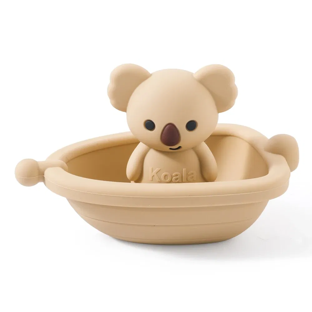 Color: Red - Baby Bath Toys Animal Silicone Cartoon Astronauts Play With Water Toys Baby Silicone Sprinkler Bathtub Toy No BPA Swim Bathroom
